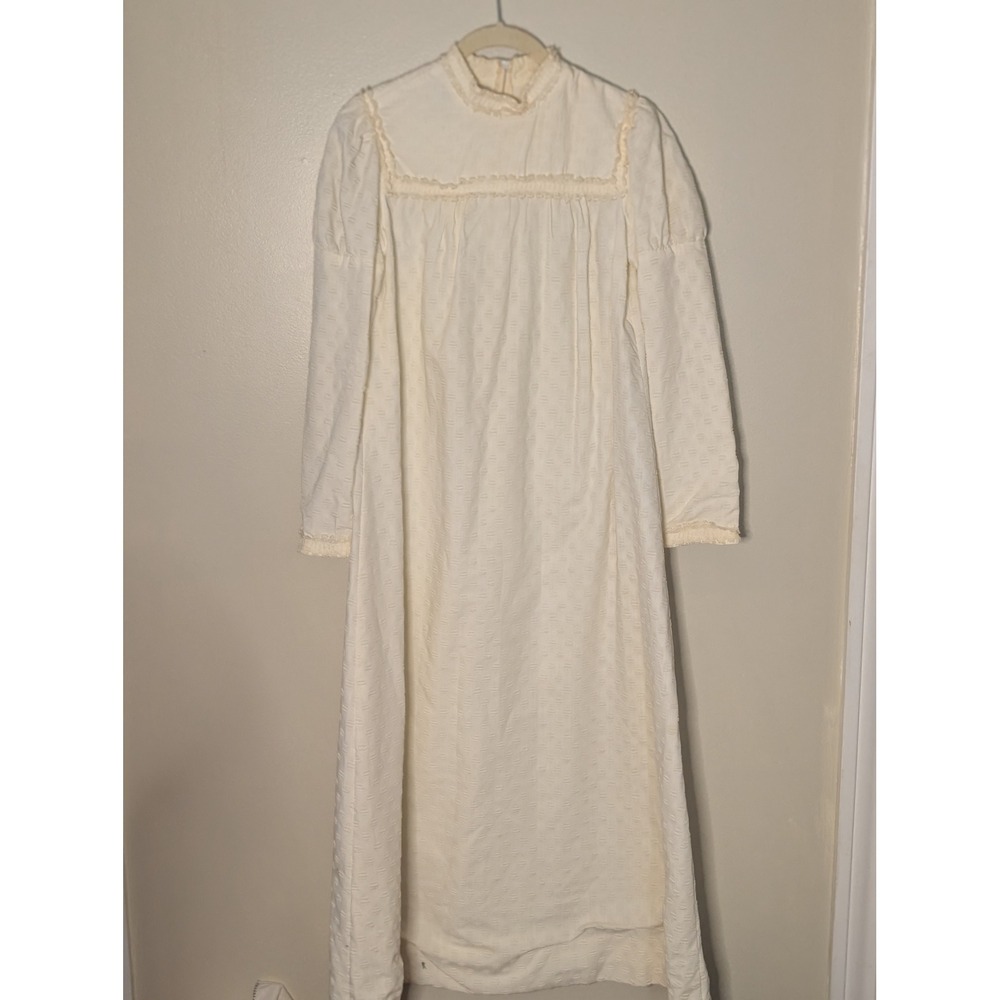 Vintage Penneys Hawaii Cream Lace Trim Maxi Dress Victorian Prairie Cottagecore